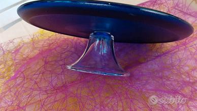 Piccola alzata in vetro blu cobalto centro tavola 