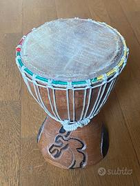 BONGO TAMBURO PERCUSSIONE IN LEGNO E PELLE