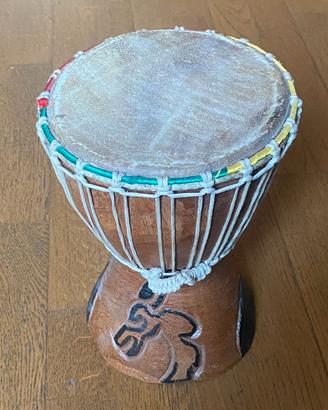 BONGO TAMBURO PERCUSSIONE IN LEGNO E PELLE