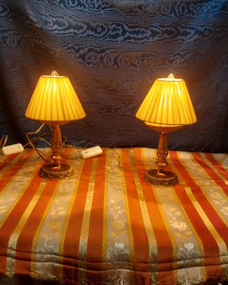 coppia lampade abatjour vintage metallo dorato