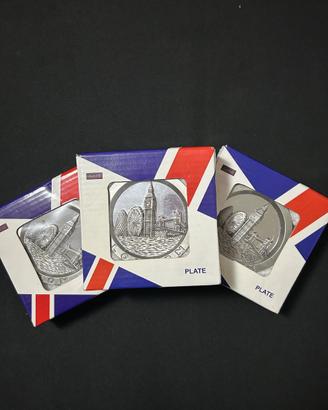 Set 3 pezzi Souvenir Londra piattino + piedistallo
