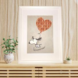 Snoopy - Quadro moderno con veri francobolli 40x30