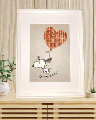 Snoopy - Quadro moderno con veri francobolli 40x30