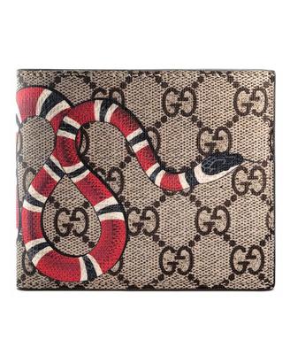 Portafoglio Gucci con serpente e GG beige