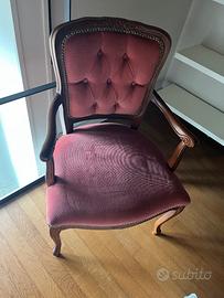 Poltroncina in stile con velluto rosa antico