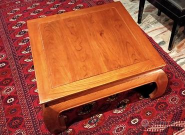 Tavolino moderno quadrato in teak stile orientale