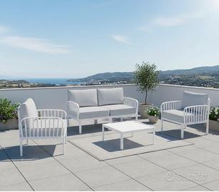 Set esterno divano poltrone polipropilene bianco