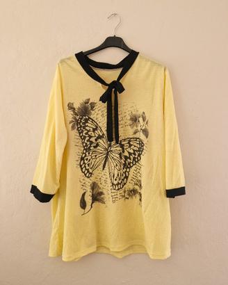 Maxi Maglia Gialla Farfalla Made in Italy
