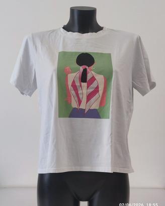 T-shirt bianca con stampa artistica