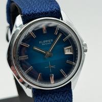 flipper blue asimmetric swiss made nos vintage