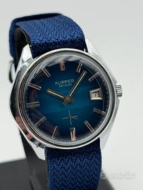 flipper blue asimmetric swiss made nos vintage