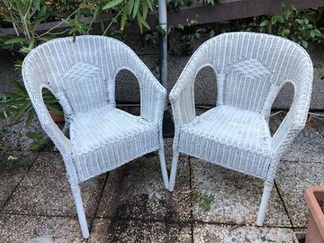 Coppia Poltroncine Vimini Bianche