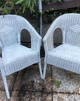Coppia Poltroncine Vimini Bianche