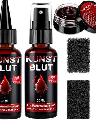 Sangue Finto Halloween Kit - trucco lavabile