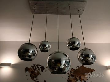 lampadario 5 sfera argento