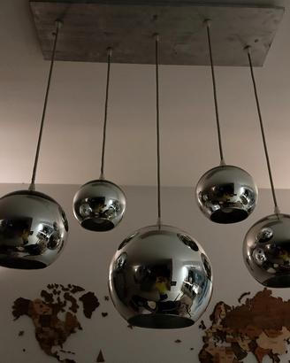 lampadario 5 sfera argento
