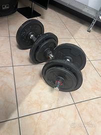 Due manubri 28kg modulabili gommati sgancio rapido