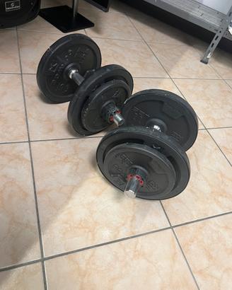 Due manubri 28kg modulabili gommati sgancio rapido