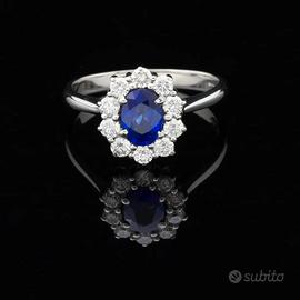 ANELLO KATE ORO 18KT ZAFFIRO 1.12 CT E BRILLANTI