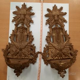 antiche acquasantiere coppia ottone 
