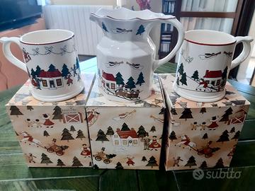 Mason's Christmas Village Caraffa e due Boccali