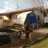 Carrello rimorchio, campeggio con tenda auto home