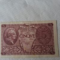 5 Lire. Banconota. Atena