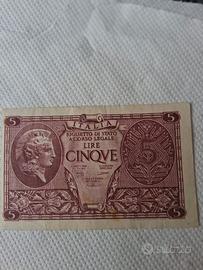 5 Lire. Banconota. Atena