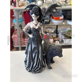 STATUA FAIRY LAND STREGA CON ORSO