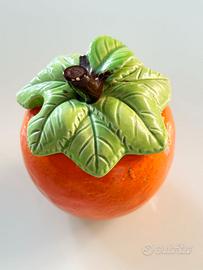 Zuccheriera vintage in ceramica barbottina arancia