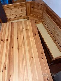 Panca contenitore + tavolo + 4 sedie