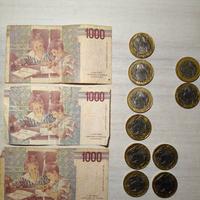 ⭐Set di monete e banconote di 1000 lire italiane ⭐
