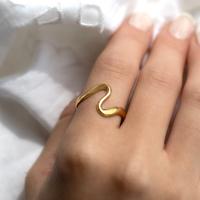 Anello regolabile dorato donna onda 
