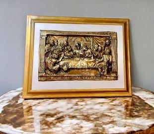 quadro bassorilievo ultima cena di Gesù 89x69cm