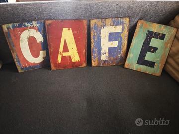 Quadro Lettere metallo Cafe arte murale 