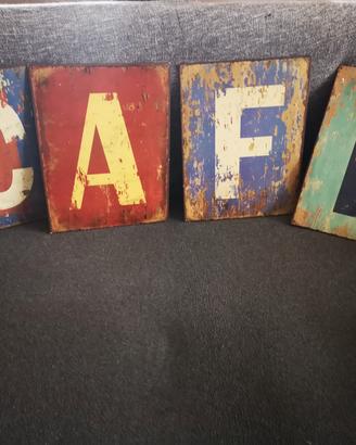 Quadro Lettere metallo Cafe arte murale 