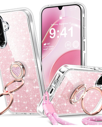 Cover Samsung Galaxy A17 5G Glitter Rosa con Cordi