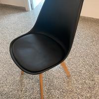 6 Sedie da ufficio/pranzo con gambe in legno