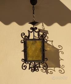 Lanterna lampadario in ferro battuto