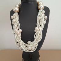 Collana multifilo di perle bigiotteria cm 60