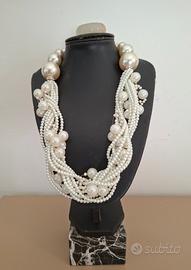 Collana multifilo di perle bigiotteria cm 60