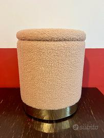 Pouf Contenitore Piccolo in Tessuto Bouclé Beige