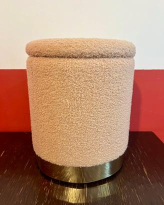 Pouf Contenitore Piccolo in Tessuto Bouclé Beige