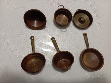 Set miniature utensili da cucina in rame