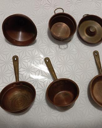 Set miniature utensili da cucina in rame