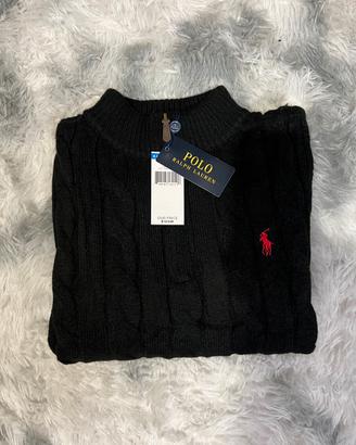 maglione ralph lauren nero con zip - taglia S