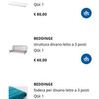 Divano letto 3 posti Ikea