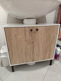 Armadio sotto lavabo con lavabo bianco compreso