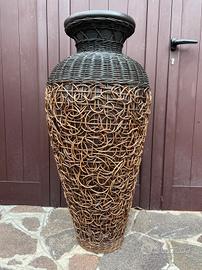 Vaso anfora da terra terracotta e rattan 104 cm