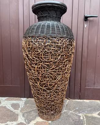 Vaso anfora da terra terracotta e rattan 104 cm